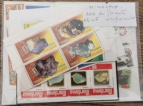 Mineraux lot 100 - mineraux, timbres