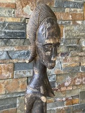 Ancien Statue Sculpture Art Africain Feminine Tribal Primitif Baoulé Cote Ivoire