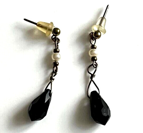 Boucle oreille perle noir - boucle,
