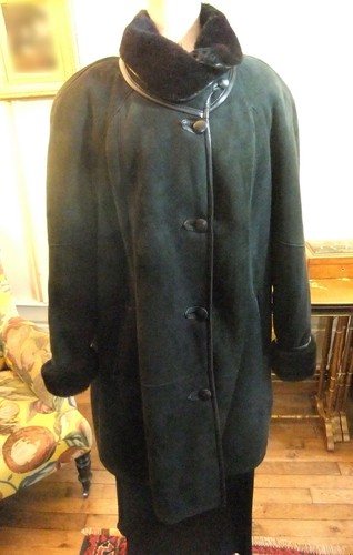 Manteau daim noir - 3/4,