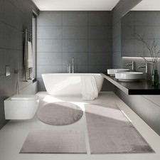 Tapis De Salle De Bain À Poils Longs Tapis De Bain Moderne Ultradoux Uni Gris