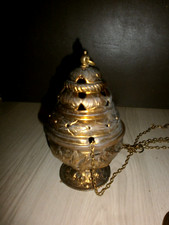 Ancien Encensoir Religieux/MESSE/CUIVRE/EGLISE/H.105 cm/pretre/no Chasuble Aube