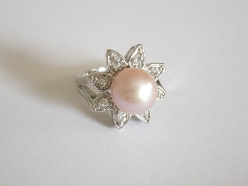 Bague couleur argent perle - bague,