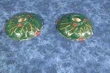 Pair Vintage Porcelain Holly