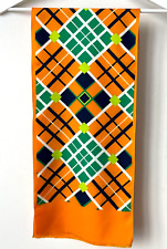 Superbe Foulard Vintage Orange Vert Marine Blanc Polyester Neuf 27 x 120cm !
