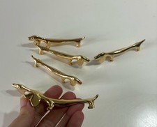 Lot de 6 Porte-Couteaux en Métal Doré Motif Chien Basset Déco Noël