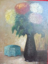 Ancien Tableau, Nature Morte Avec Fleurs, Fleurs, Signé !