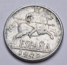 Pièce de monnaie 10 centimos Cavalier ibérique 1945 Espagne