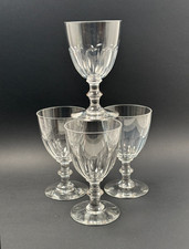 BACCARAT Lot 4 Verres à Vin Eau / Vin en Cristal Lourd 19e Taillé Côtes Plates