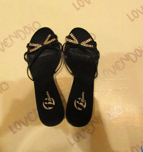 Sandale femme bata noire doré - sandale,