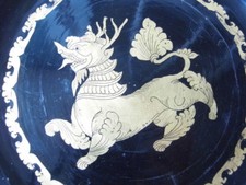 PAPIER MACHÉ,assiettes ,LAQUÉ FEUILLE D 'OR, Asie, Birmanie début XX ème siècle