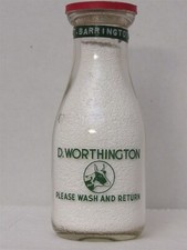 TRPP Milk Bottle D Worthington Dairy Farm Great Barrington MA BERKSHIRE COUNTY