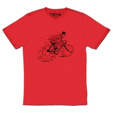 T-shirt Tintin fuyant en vélo