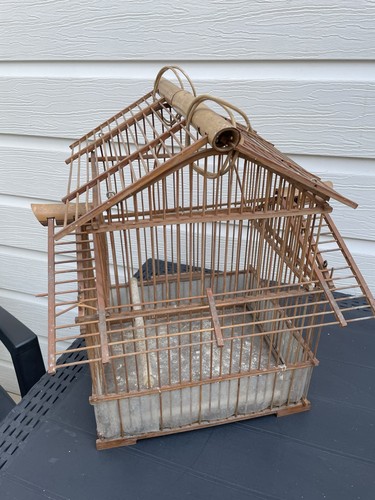 Ancienne cage oiseaux bois - ancienne,