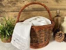 925⚜️ Décoration Grand Panier en Osier Rond Avec Anse Déco Hauteur 20 Cm