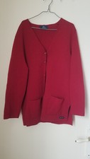Vintage Veste gilet droit 100% laine Saint James Rouge France Taille 3 42 FR