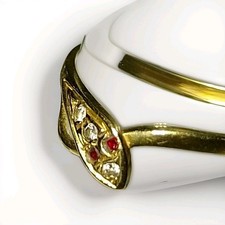Très Jolie Bague En Or Jaune 18 Carats 2 Petits Rubis Et Zirconium 