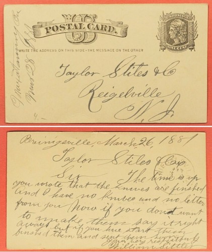 Carte postale 1881 taylor - 1881,