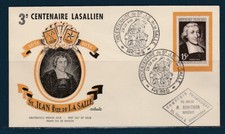 enveloppe 1er jour  tricentenaire Saint Jean Baptiste de la Salle 51  Reims 1951