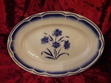 ancien plat ovale oeillet bleu badonviller