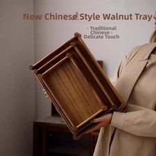 Plateau de service ?? th?? en bois de noyer style chinois en bois massif pour l'