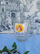 ANCIENNE SHOPE VERRE DE BIERE DE MAUBEUGE EN VERRE EMAILLE PUBLICITAIRE