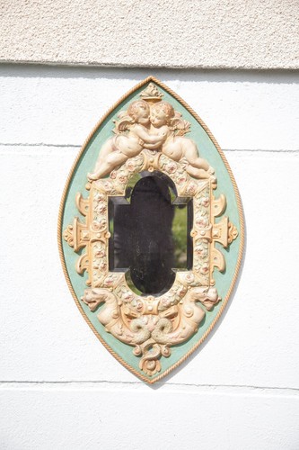 Miroir repoussé anges - , et