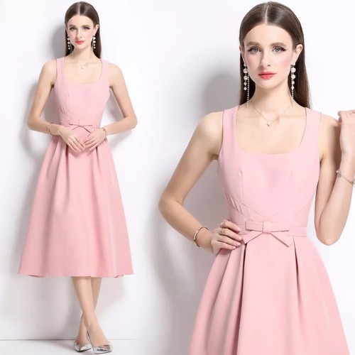 Robe rose midi bon ton - midi, avec