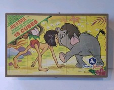 Ancien 15 Cubes En Bois Jeu d'éveil Disney France Jouets Complet Boîte Plastique