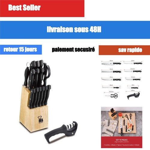 Set couteaux avec bloc - 15,