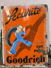 Goodrich Plaque émaillée plate-bombée 1930 signée "Géo Ham"  80 x 60 cm