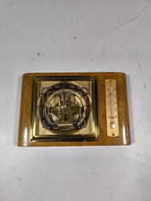 Baromètre En Bois Vintage Genia Avec Thermomètre - Fonctionnel, Verre Cassé