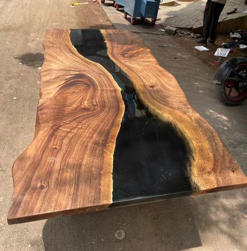 Black epoxy wood table - epoxy,