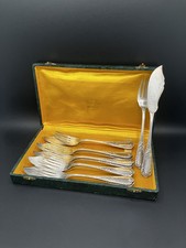 6 couverts à poisson Ravinet & Cie style Rocaille en métal argenté, écrin