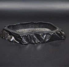 Ancien outil de calligraphie sculpté bassin à eau en pierre d'encre japonaise...