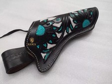 Étui pour pistolet revolver Western Cowboy peint et usiné en cuir de...