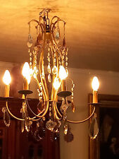 Ancien et beau lustre cage à pampilles 6 feux