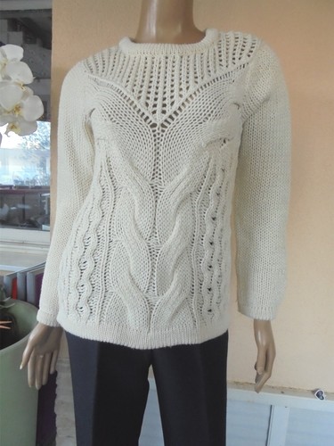 Pull blanc style irlandais - pull,