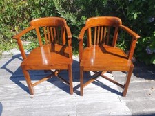 lot de 2 fauteuils bridge de paquebot des années 30 en Teck. Excellent état