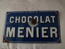 ANCIENNE PLAQUE emaillée SIMPLE FACE CHOCOLAT MENIER NO COPY