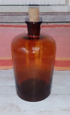 Ancien flacon de pharmacie en verre ambré 2 L ½ bouchon liège 27,5 cm