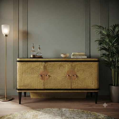 Buffet vintage bois - bois, laiton