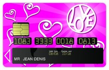 Stickers, Autocollants, Adhésifs Carte Bancaire Motif  Fille Love