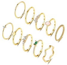 10 Pcs Bague Femme Or Ring