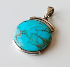 Pendentif en Turquoise véritable d'Arizona et Argent 925 (9,4 g)