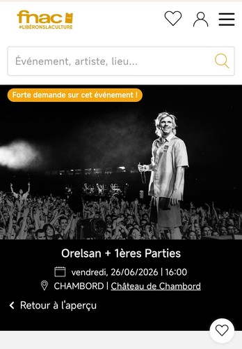 Vend place concert - de,