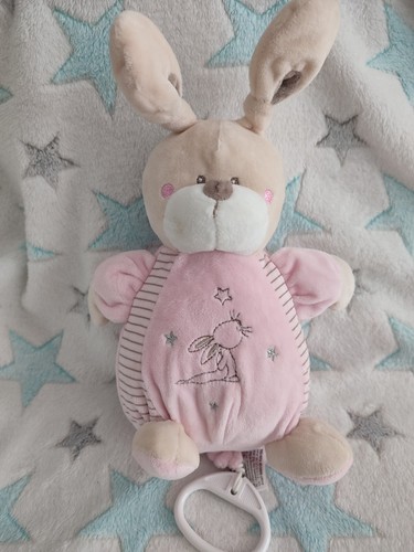 Doudou lapin musical rose - doudou,