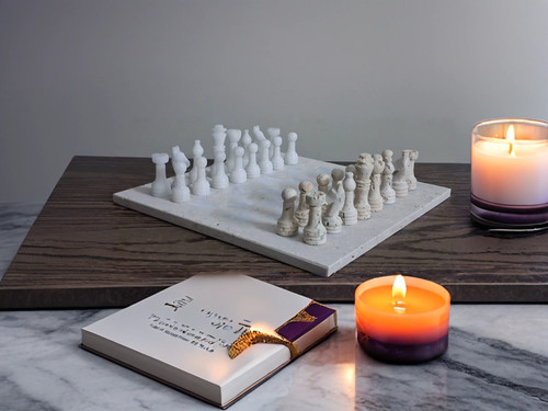 Jeu échecs luxe travertin - d'Échecs,