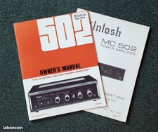 McIntosh Mc 502 Owner's Manual + Service Information Mc Intosh Mc502