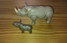 PLAYMOBIL ANIMAUX CIRQUE ZOO SAVANE RHINOCEROS + BEBE
